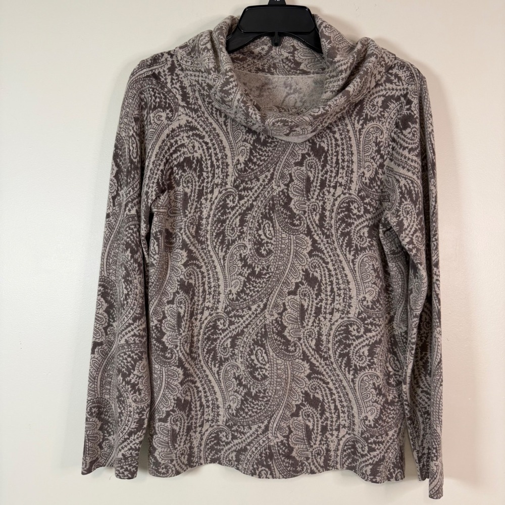 Cashmere Paisley Cowl Neck Long Sleeve Sweater Top Women's‎